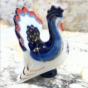 Lomonosov porcelain Ceramic Swan Figurine - Blue and Gold